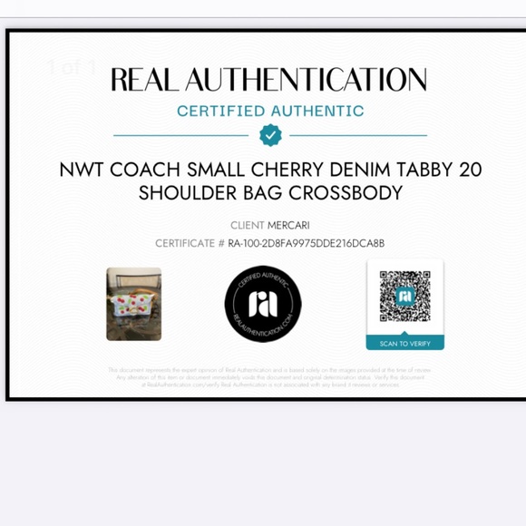 COACH Tabby Shoulder Bag 20 Cherry Embroidery NEW 2WAY Crossbody Denim - Picture 16 of 16